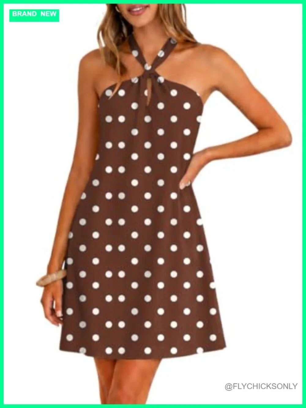 Halter Neck Mini Dress Sleeveless Boho A-Line Flowy Beach Vacation Sundress